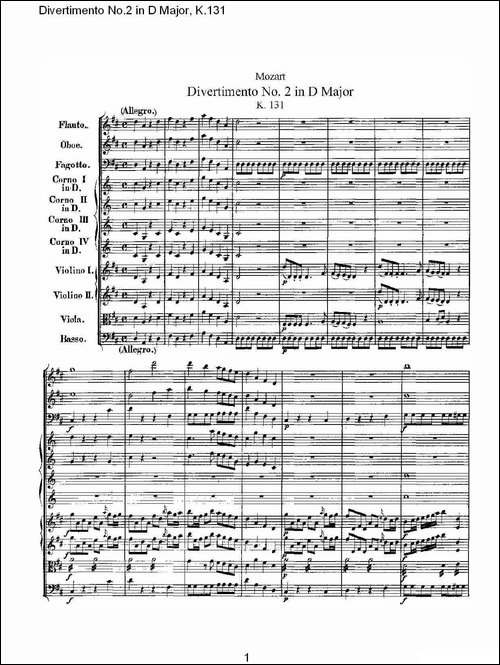 Divertimento-No.2-in-D-Major,-K.131-D大调第二嬉游曲,K.13-其他谱