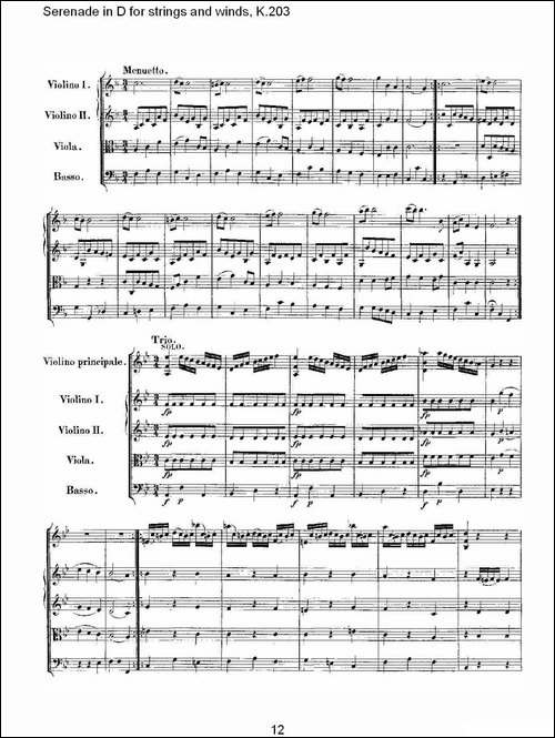 Serenade-in-D-for-strings-and-winds,-K.203-D调管弦乐小-其他谱