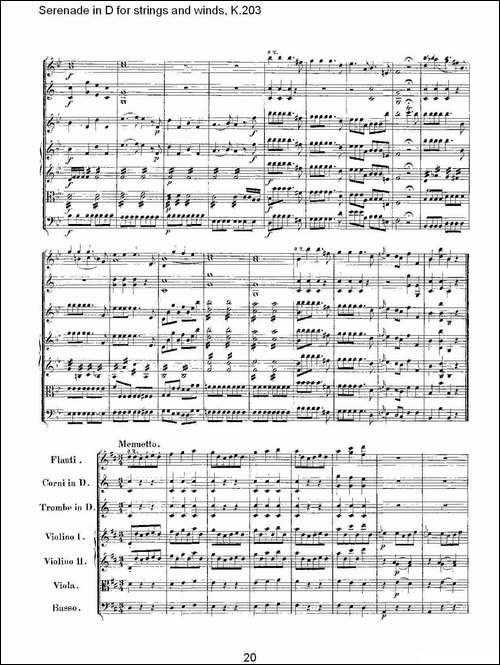 Serenade-in-D-for-strings-and-winds,-K.203-D调管弦乐小-其他谱