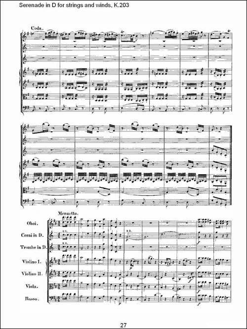 Serenade-in-D-for-strings-and-winds,-K.203-D调管弦乐小-其他谱