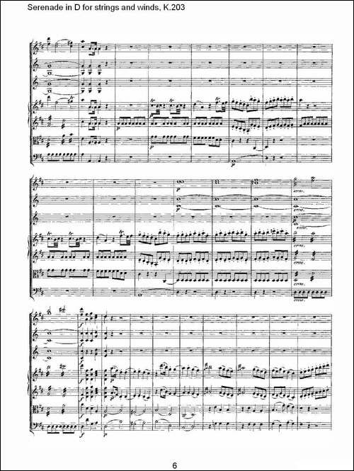 Serenade-in-D-for-strings-and-winds,-K.203-D调管弦乐小-其他谱