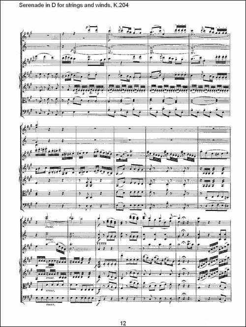 Serenade-in-D-for-strings-and-winds,-K.204-D调管弦乐小-其他谱