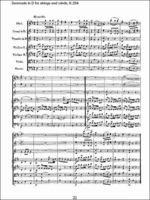 Serenade-in-D-for-strings-and-winds,-K.204-D调管弦乐小-其他谱