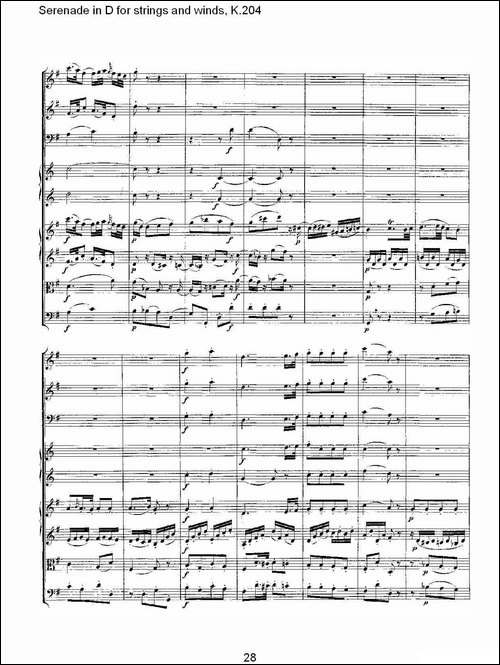 Serenade-in-D-for-strings-and-winds,-K.204-D调管弦乐小-其他谱