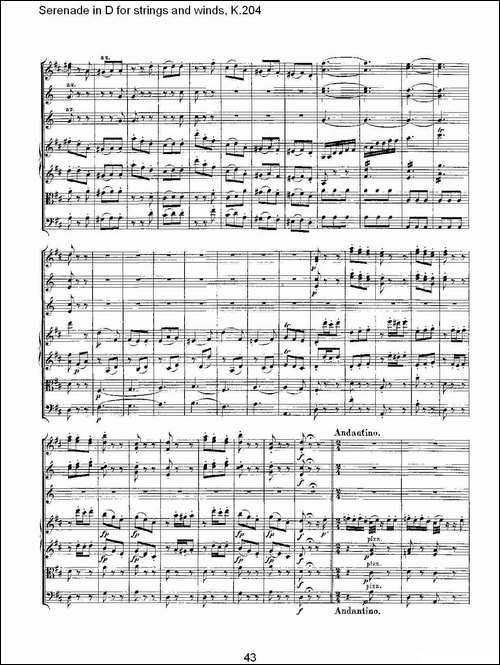 Serenade-in-D-for-strings-and-winds,-K.20-D调管弦乐小夜-其他谱