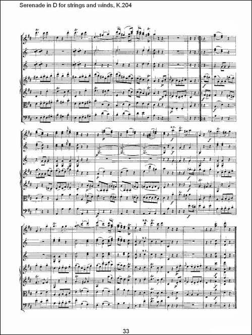 Serenade-in-D-for-strings-and-winds,-K.20-D调管弦乐小夜-其他谱