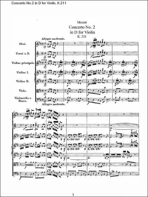 Concerto-No.2-in-D-for-Violin,-K.211-D调小提琴第二协奏曲,--其他谱