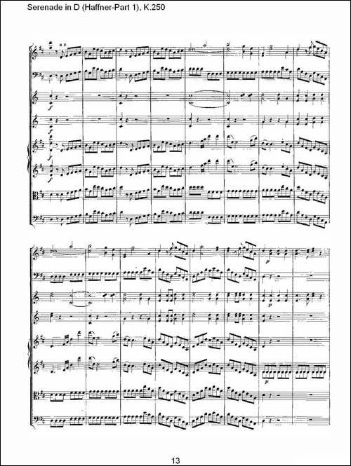 Serenade-in-D-Haffner-Part-1,-K.250----D调小夜-其他谱