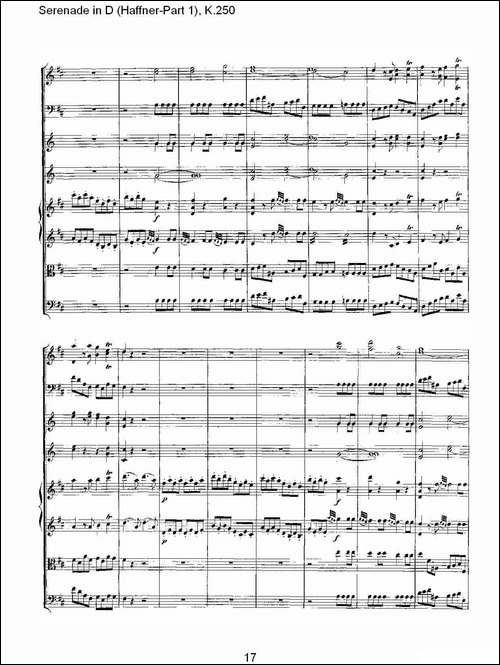Serenade-in-D-Haffner-Part-1,-K.250----D调小夜-其他谱