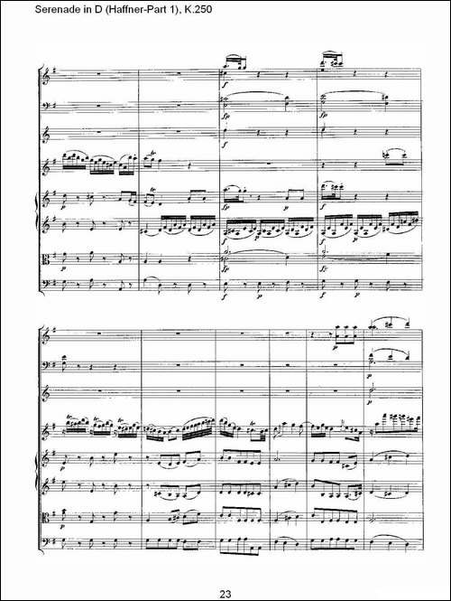 Serenade-in-D-Haffner-Part-1,-K.250----D调小夜-其他谱