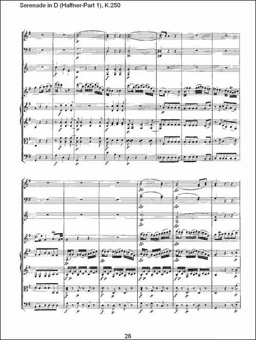Serenade-in-D-Haffner-Part-1,-K.250----D调小夜-其他谱