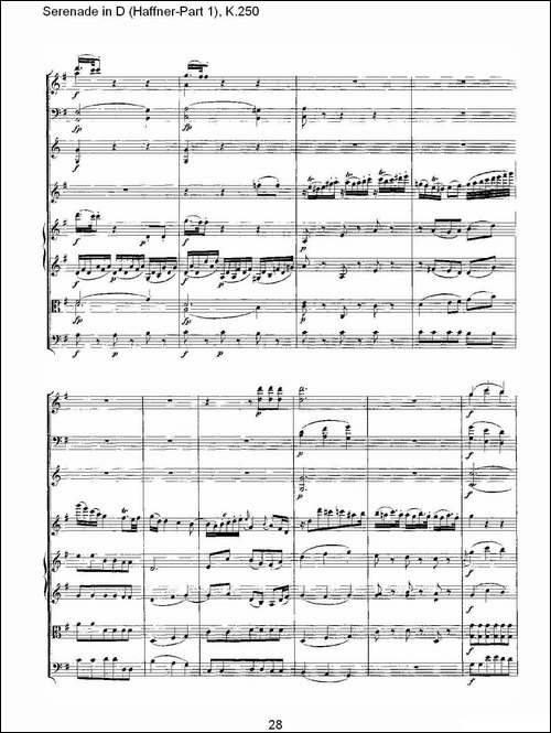 Serenade-in-D-Haffner-Part-1,-K.250----D调小夜-其他谱