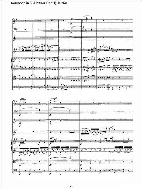 Serenade-in-D-Haffner-Part-1,-K.250----D调小夜-其他谱