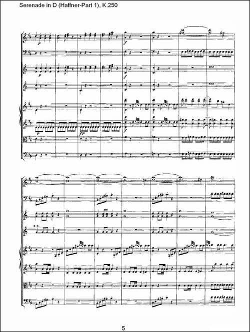 Serenade-in-D-Haffner-Part-1,-K.250----D调小夜-其他谱