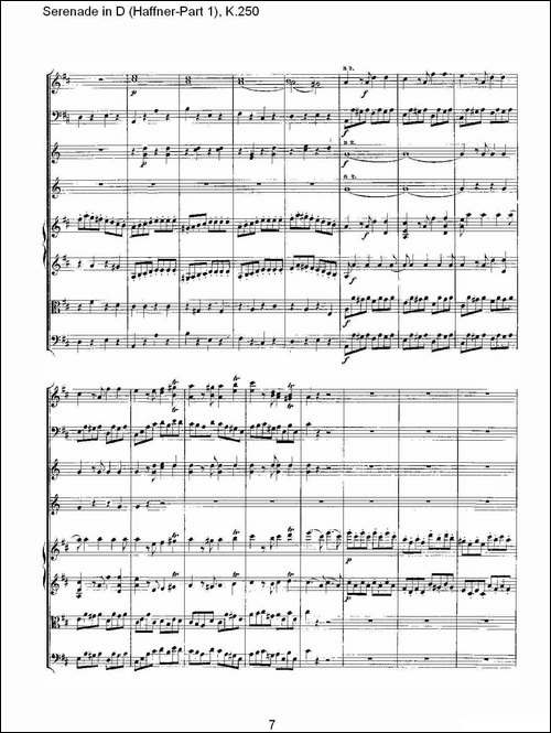 Serenade-in-D-Haffner-Part-1,-K.250----D调小夜-其他谱