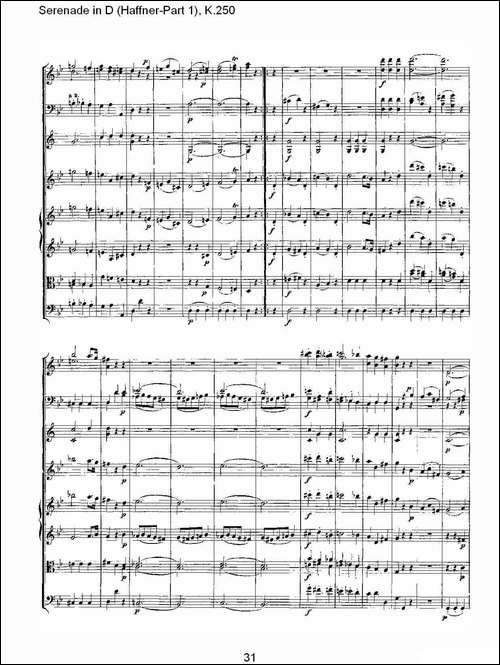Serenade-in-D-Haffner-Part-1,-K.250----D调小夜-其他谱