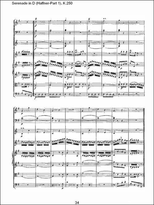 Serenade-in-D-Haffner-Part-1,-K.250----D调小夜-其他谱