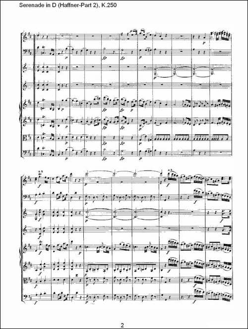 Serenade-in-D-Haffner-Part-2,-K.250----D调小夜-其他谱