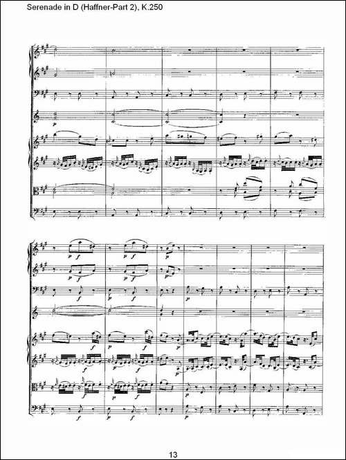 Serenade-in-D-Haffner-Part-2,-K.250----D调小夜-其他谱
