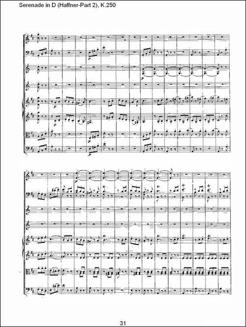 Serenade-in-D-Haffner-Part-2,-K.250----D调小夜-其他谱