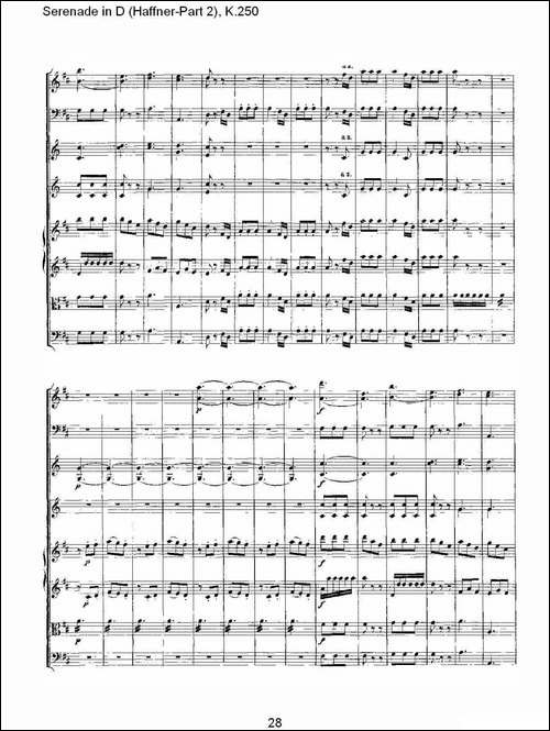 Serenade-in-D-Haffner-Part-2,-K.250----D调小夜-其他谱