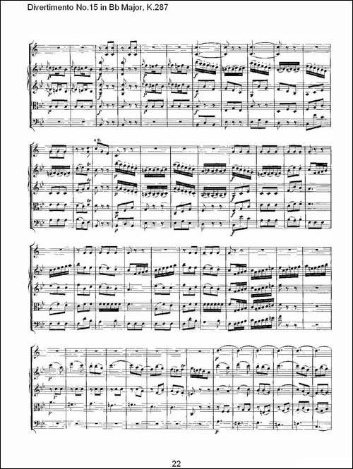 Bb大调第十五嬉游曲，K.287-其他谱