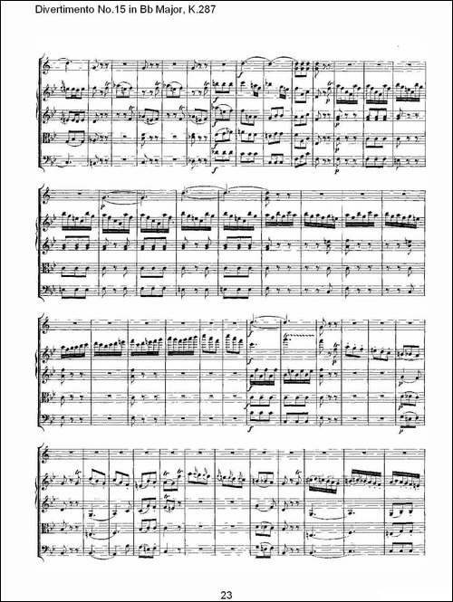 Bb大调第十五嬉游曲，K.287-其他谱