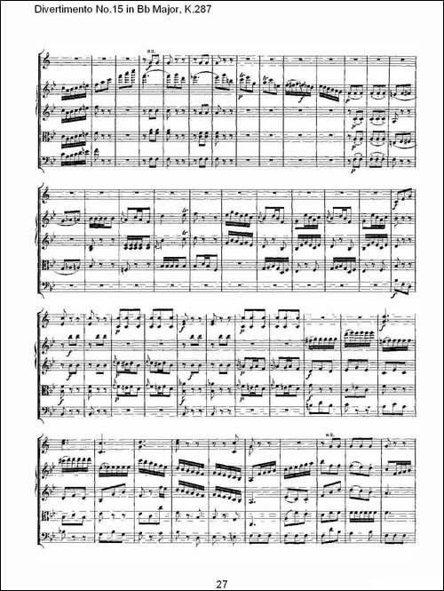 Bb大调第十五嬉游曲，K.287-其他谱