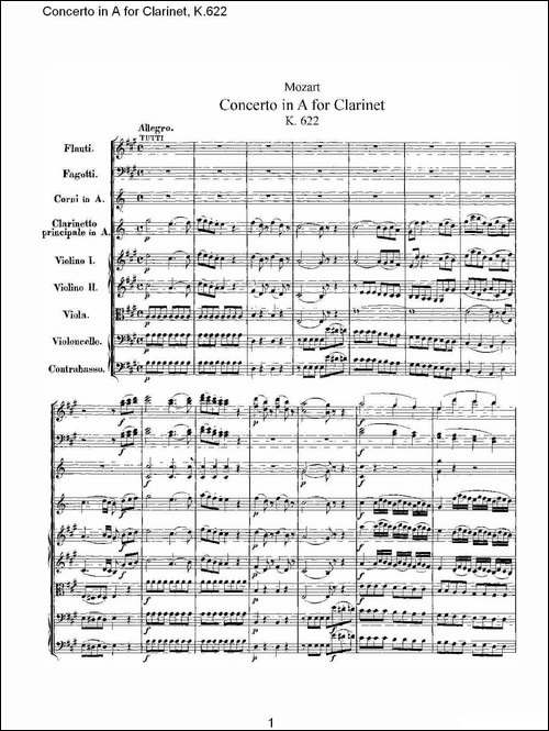 Concerto-in-A-for-Clarinet,-K.622-A调单簧管协奏曲,-K.62-其他谱
