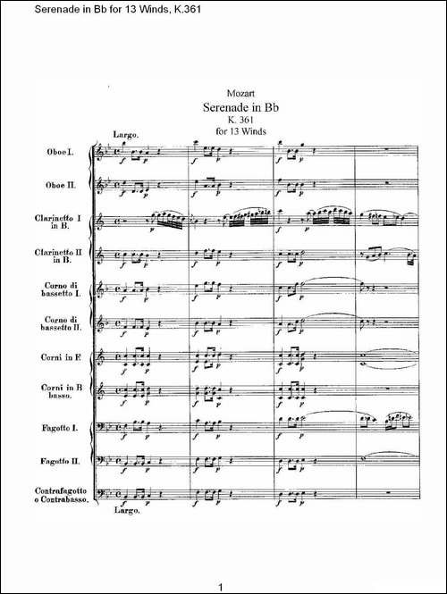 Serenade-in-Bb-for-13-Winds,-K.361-Bb调13管乐小夜曲,-K.-其他谱