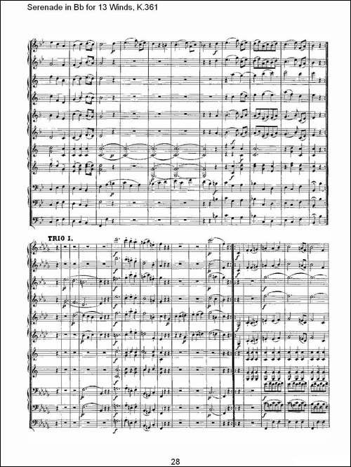 Serenade-in-Bb-for-13-Winds,-K.361-Bb调13管乐小夜曲,-K.-其他谱