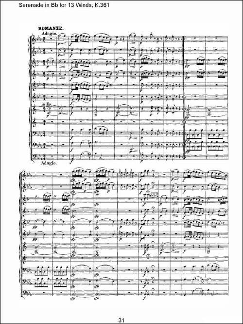 Serenade-in-Bb-for-13-Winds,-K.361-Bb调13管乐小夜曲,-K.-其他谱