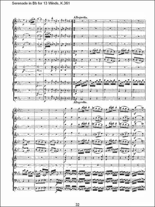 Serenade-in-Bb-for-13-Winds,-K.361-Bb调13管乐小夜曲,-K.-其他谱