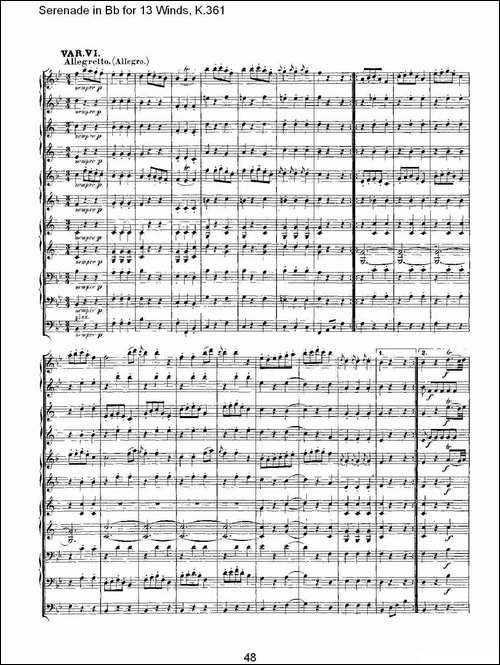 Serenade-in-Bb-for-13-Winds,-K.361-Bb调13管乐小夜曲,-K.-其他谱
