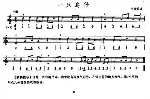 一只鸟仔-口风琴、线简谱混排版-其他谱
