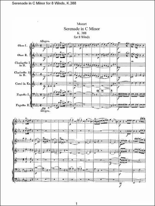 Serenade-in-C-Minor-for-8-Winds,-K.388-C大调8管乐小夜曲-其他谱