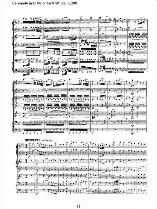 Serenade-in-C-Minor-for-8-Winds,-K.388-C大调8管乐小夜曲-其他谱