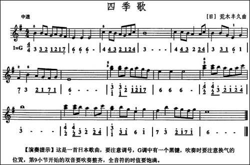 四季歌-口风琴、线简谱混排版-其他谱