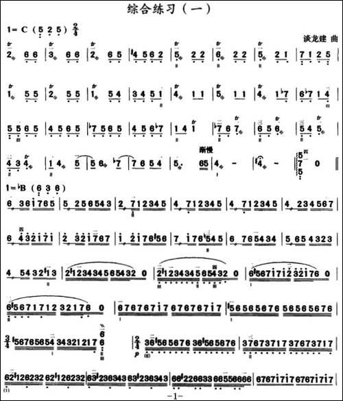 三弦综合练习曲-简谱-其他谱
