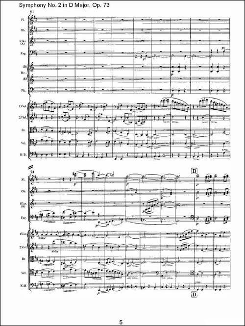 D大调第二交响曲,-Op.73第一乐章-其他谱