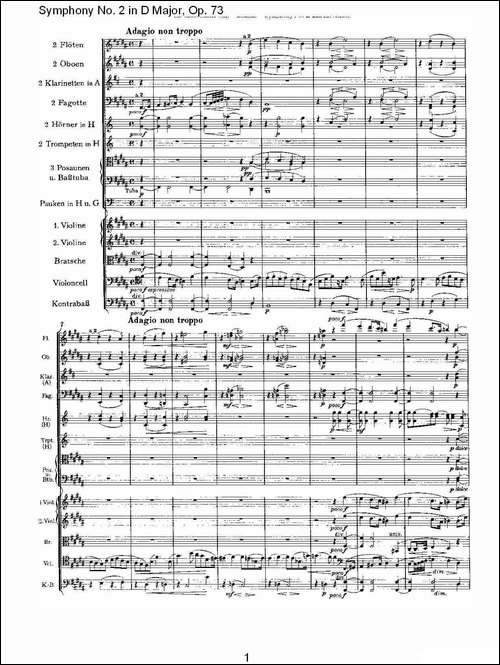 D大调第二交响曲,-Op.73第二乐章-其他谱