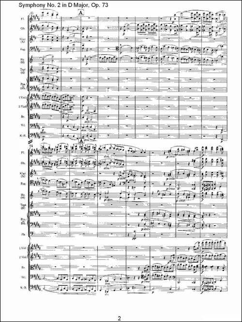 D大调第二交响曲,-Op.73第二乐章-其他谱
