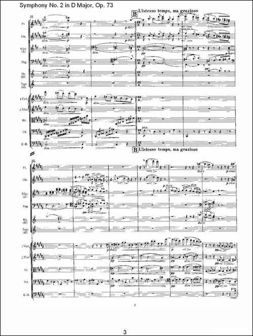 D大调第二交响曲,-Op.73第二乐章-其他谱