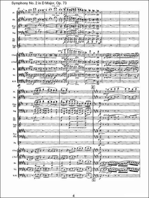 D大调第二交响曲,-Op.73第二乐章-其他谱