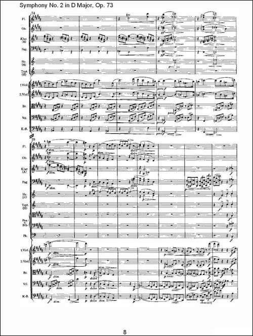 D大调第二交响曲,-Op.73第二乐章-其他谱