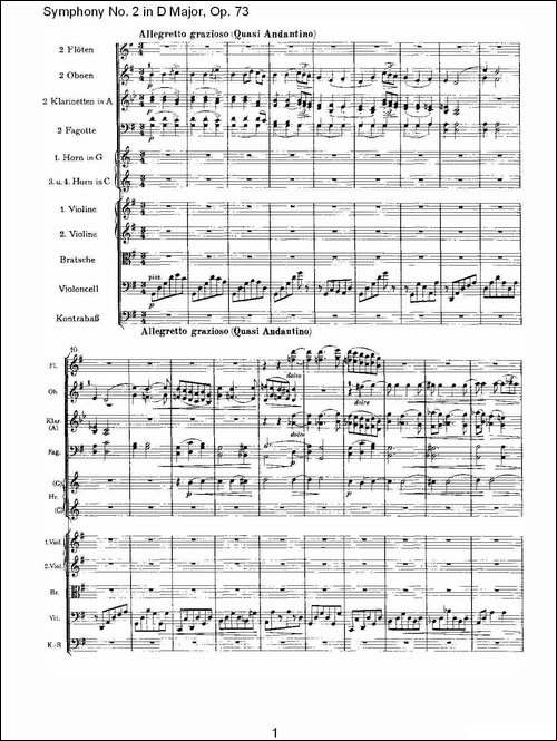 D大调第二交响曲,-Op.73第三乐章-其他谱