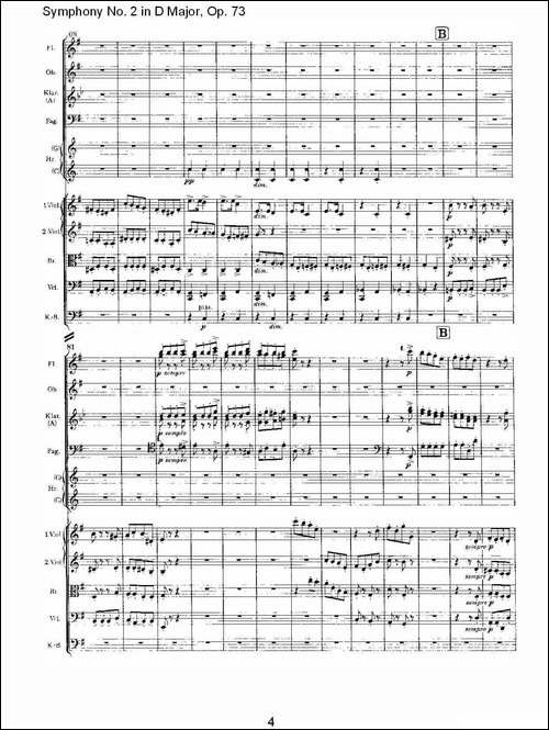 D大调第二交响曲,-Op.73第三乐章-其他谱