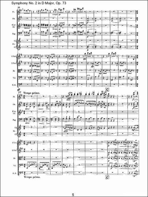 D大调第二交响曲,-Op.73第三乐章-其他谱