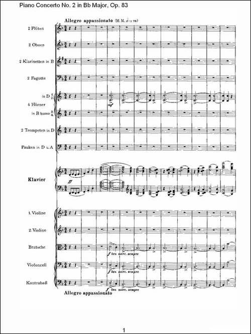 Bb大调钢琴第二协奏曲,-Op.83第二乐章-其他谱
