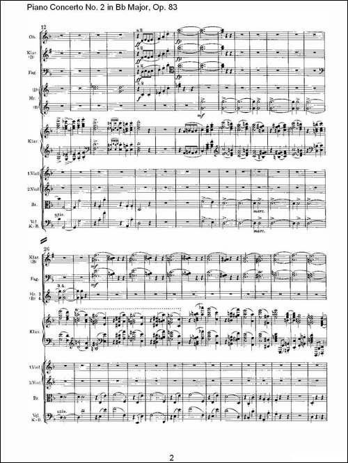 Bb大调钢琴第二协奏曲,-Op.83第二乐章-其他谱
